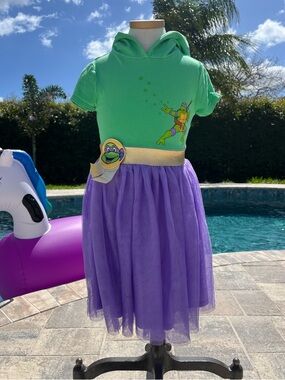 Girls Teenage Mutant Ninja Turtles Green Hooded Dress size 6/7
